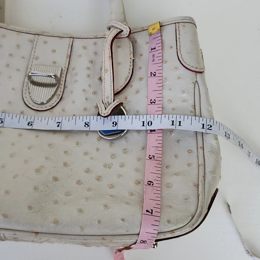 Dooney & Bourke Ostrich Embossed Leather Shoulder Purse Handbag Crossbody Beige - Picture 11 of 12